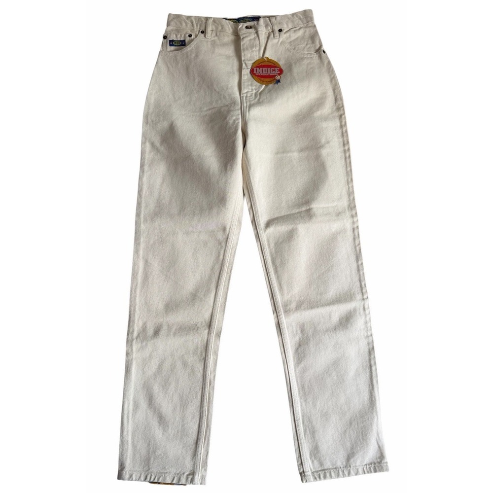 Vintage Indice International Woman's Cream Denim Jeans Made In Mexico 29x20